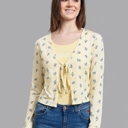 Beverly Hills Polo Club Women Yellow & Blue Floral Printed Cardigan-picture-10