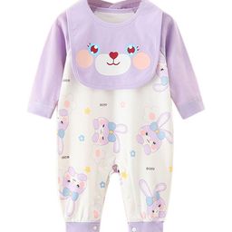 StyleCast Purple & White Infant Girls Printed Cotton Rompers-image-72