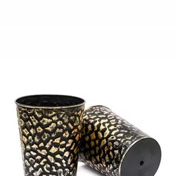 Homspurts Black & Gold Toned Textured Metal Planters-27