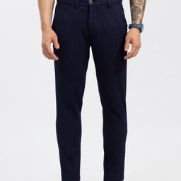 Snitch Navy Blue Smart Mid Rise Plain Cotton Chinos-image-67