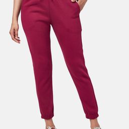 People Women Burgundy Cotton Joggers-picture-23