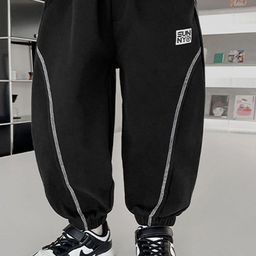 LULU & SKY Boys Tapered Fit High-Rise Joggers Trousers-image-65