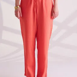 B.Copenhagen Women Relaxed Mid-Rise Linen Trousers-image-34