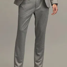 Snitch Men Grey Mid-Rise Smart Formal Trousers-image-16