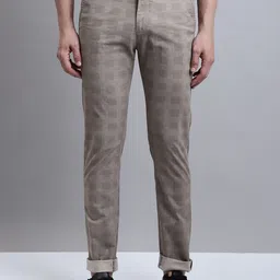 Cantabil Men Mid-Rise Checked Comfort Trousers-picture-15