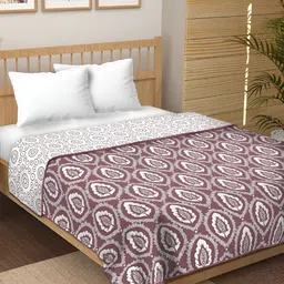 CHICERY Purple & White Ethnic Motifs Cotton AC Room 210 GSM Reversible Single Bed Dohar-image-101