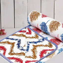 RRC Red & White Floral Cotton AC Room 150 GSM Single Bed Dohar-image-1