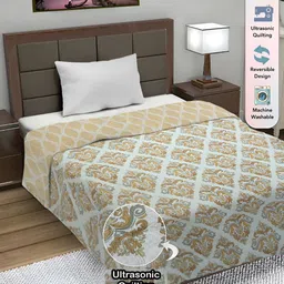 FABINALIV White & Brown Ethnic Motifs AC Room 350 GSM Reversible Single Bed Comforter-image-69