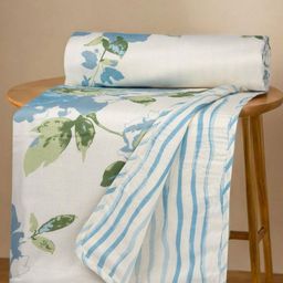 Huesland Blue & White Floral AC Room Double Bed Dohar-image-16