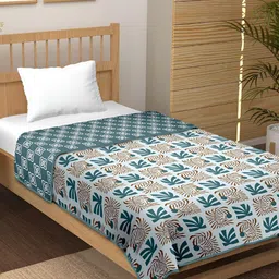 CHICERY Green & Brown Floral AC Room Coton 210 GSM Single Bed Dohar-image-87