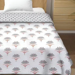 CHICERY Grey & Maroon Floral AC Room Cotton 210 GSM Single Bed Dohar-8