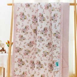 JC HOME White & Pink Floral Pure Cotton AC Room 350 GSM Double Bed Quilt-image-25