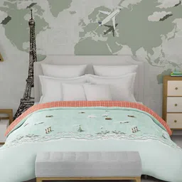 MYTRIDENT Green & White Mild Winter 500 GSM Cotton Double Bed Comforter-image-55