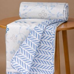 Huesland Blue & White Floral AC Room Double Bed Dohar-image-35