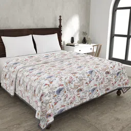 JAIPUR FABRIC Floral Garden White Ethnic Motifs Mild Winter 120 GSM Double Bed Dohar-image-79