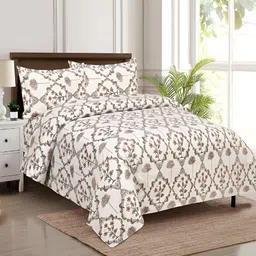 Kuber Industries Brown & White 4 Pcs Cotton Ethnic Motifs AC Room 150 GSM Double Bed Dohar-5