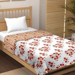 tundwal's White & Red Floral AC Room Pure Cotton Single Bed Dohar-image-58