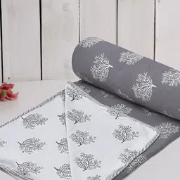 RRC Grey & white Floral Cotton AC Room 150 GSM Single Bed Dohar-image-16