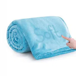 VAS COLLECTIONS Turquoise Blue Fleece 300 GSM Single Bed Blanket-31
