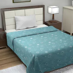 FABINALIV Turquoise Blue & White Mild Winter 350 GSM Single Reversible Bed Comforter-image-78