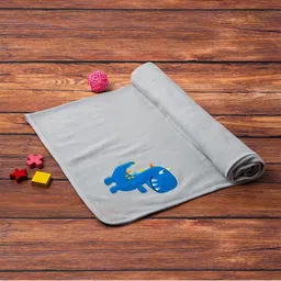 Baby Moo Grey & Blue Dinosaur Light Waffle Blanket-image-26