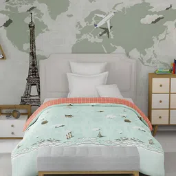 MYTRIDENT Green & White Mild Winter 500 GSM Cotton Single Bed Comforter-image-54