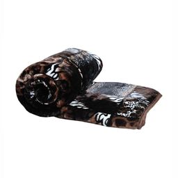 Aura Coffee Brown & Black Floral Mink Mild Winter 550 GSM Double Bed Blanket-image-104