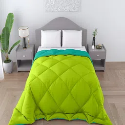 tundwal's Green & Sea Green Checked Heavy Winter Single Bed Comforter-image-65
