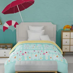 MYTRIDENT Green & White Cartoon Characters Mild Winter 500 GSM Cotton Single Bed Comforter-image-5