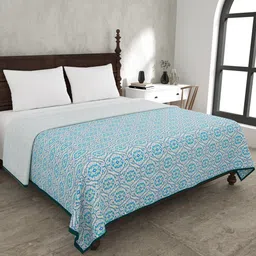 JAIPUR FABRIC The Illusion Blue Printed Mild Winter 120 GSM Cotton  Double Bed Dohar-image-12