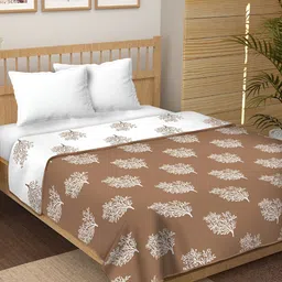 CHICERY Brown & White Ethnic Motifs Cotton AC Room 210 GSM Reversible Single Bed Dohar-picture-26
