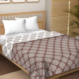 CHICERY Brown & White Ethnic Motifs Cotton AC Room 210 GSM Reversible Single Bed Dohar-picture-25