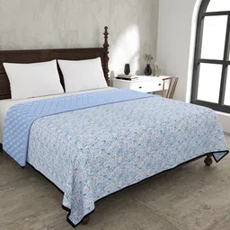 JAIPUR FABRIC Blue & White Mild Winter 120 GSM Cotton Double Bed Dohar-image-85