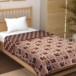 tundwal's Coffee Brown & Maroon Floral Printed AC Room Cotton 210 GSM Double Bed Dohar-image-16