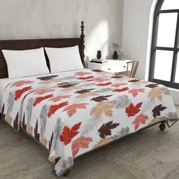 JAIPUR FABRIC Maple Leaf Red & White Mild Winter 120 GSM Cotton Double Bed Dohar-image-9
