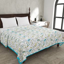 JAIPUR FABRIC Floral Garden White Printed Cotton Mild Winter 120 GSM Double Bed Dohar-image-50