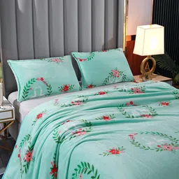 JC HOME Green & Red Floral Summer 300 GSM Double Bed Blanket-image-54