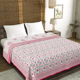 BLOCKS OF INDIA Floral AC Room 150 GSM Double Bed Dohar-58