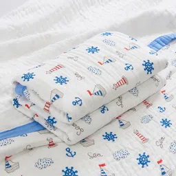 JC HOME White & Blue Summer 300 GSM Single Bed Blanket-image-95