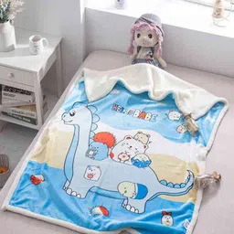 JC HOME White & Blue Cartoon Characters AC Room Single Bed Blanket-image-96