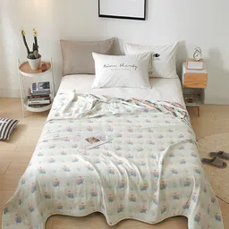 JC HOME Grey & Blue Cartoon Characters Summer 350 GSM Single Bed Blanket-image-11