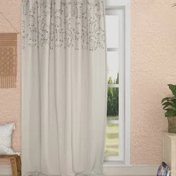 Sangria Embroidered Room Darkening Cotton Door Curtain-34