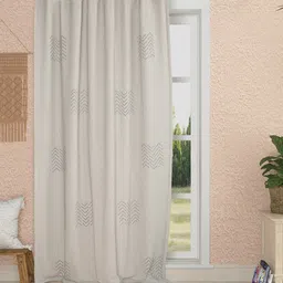 Sangria Off White Embroidered Organic Cotton Door Curtain-58