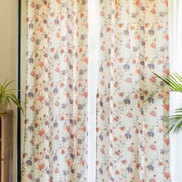 URBAN SPACE Peach-Coloured & Cream-Coloured 2-Pieces Floral Cotton Window Curtains-46
