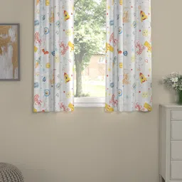 ROSARA HOME White & Yellow Set of 2 Geometric Window Curtain-18