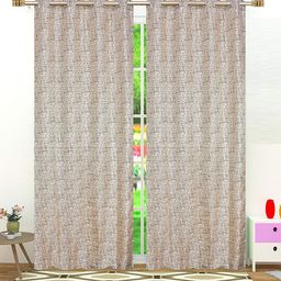 Fresh From Loom Coffee Brown & Silver-Toned Set of 2 Room Darkening Door Curtain-58