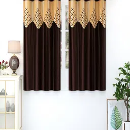 Homefab India Coffee Brown Set of 2 Window Curtain-image-67