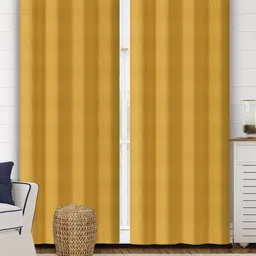 Saral Home Yellow & Magenta Set of 2 Black Out Long Door Curtain-15