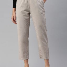 De Moza Women Relaxed Cotton High-Rise Trousers-picture-6
