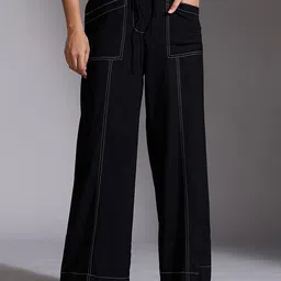 20Dresses Women High-Rise Cotton Parallel Trousers-image-7